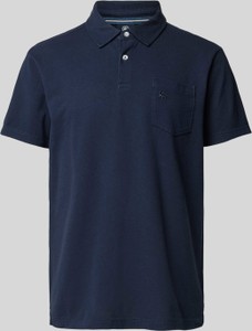 Granatowa koszulka polo Lerros z bawełny w stylu casual z krótkim rękawem
