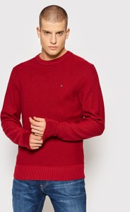 Czerwony sweter Tommy Hilfiger z okrągłym dekoltem w stylu casual