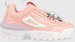 Różowe buty sportowe Fila w sportowym stylu sznurowane na platformie