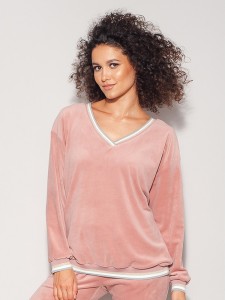 Różowy sweter Willsoor z weluru w stylu casual