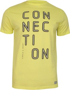 Żółty t-shirt Just yuppi z krótkim rękawem z nadrukiem