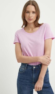 Różowy t-shirt Sisley z bawełny z krótkim rękawem