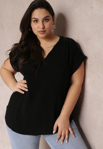 Czarna bluzka Renee z dekoltem w kształcie litery v z bawełny w stylu casual