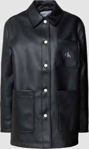 Czarna kurtka Calvin Klein ze skóry ekologicznej krótka