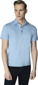 Niebieska koszulka polo Recman z bawełny z krótkim rękawem