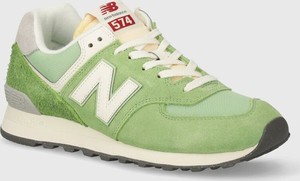 Zielone buty sportowe New Balance z płaską podeszwą sznurowane 574