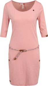 Różowa sukienka Ragwear dopasowana w stylu casual z dżerseju