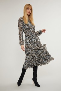 Sukienka FEMESTAGE Eva Minge z dekoltem w kształcie litery v midi w stylu casual