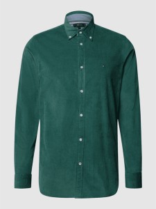 Zielona koszula Tommy Hilfiger w stylu casual z kołnierzykiem button down z długim rękawem