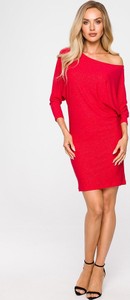 Czerwona sukienka MOE mini z długim rękawem dopasowana