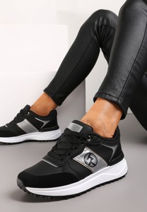 Czarne buty sportowe Renee w sportowym stylu sznurowane z płaską podeszwą