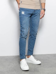Niebieskie spodnie Ombre z jeansu