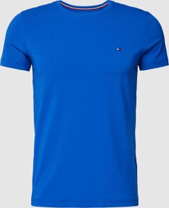 Niebieski t-shirt Tommy Hilfiger z krótkim rękawem z bawełny w stylu casual