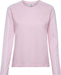 Różowa bluzka Adidas z okrągłym dekoltem z bawełny