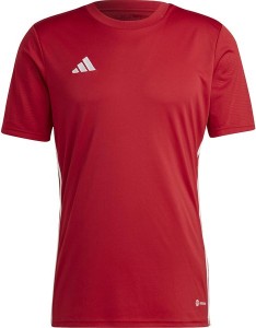 Czerwony t-shirt Adidas z dżerseju w sportowym stylu z krótkim rękawem