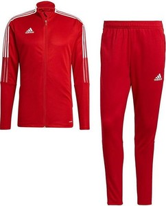 Czerwony dres Adidas w sportowym stylu