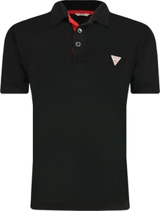 Czarna koszulka dziecięca Guess dla chłopców z bawełny