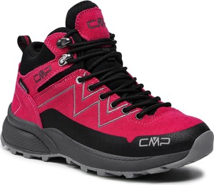 Różowe buty trekkingowe CMP ze skóry z płaską podeszwą