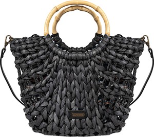Czarna torebka ubierzsie.com w wakacyjnym stylu z tkaniny