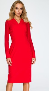 Czerwona sukienka Style midi z długim rękawem