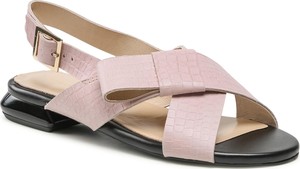 Różowe sandały Maccioni z klamrami ze skóry