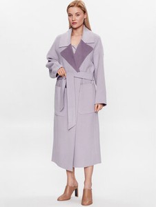 Fioletowy płaszcz Calvin Klein z wełny