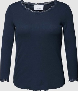 Granatowa bluzka Fransa Plus z okrągłym dekoltem z długim rękawem z bawełny