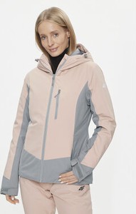 Różowa kurtka 4F w sportowym stylu narciarska z kapturem