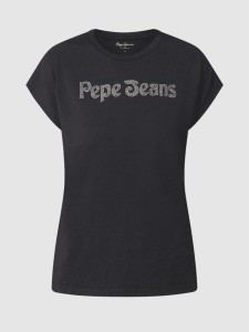 Czarny t-shirt Pepe Jeans z krótkim rękawem