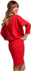 Czerwona sukienka MOE w stylu casual z dresówki