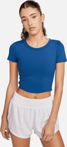 Niebieska bluzka Nike z okrągłym dekoltem z krótkim rękawem