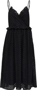 Czarna sukienka Selected Femme z bawełny z dekoltem w kształcie litery v
