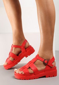 Czerwone sandały Renee z klamrami w stylu casual