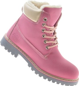 Różowe buty dziecięce zimowe Pantofelek24 z zamszu