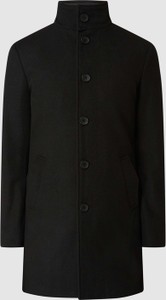 Czarny płaszcz męski Bruun & Stengade z wełny