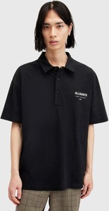 Czarny t-shirt AllSaints z nadrukiem z bawełny w stylu casual