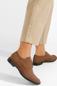 Brązowe półbuty Zapatos z płaską podeszwą ze skóry w stylu casual
