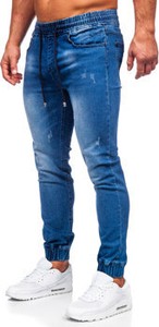 Niebieskie jeansy Denley w młodzieżowym stylu z jeansu