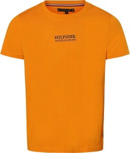 Pomarańczowy t-shirt Tommy Hilfiger w młodzieżowym stylu z krótkim rękawem z bawełny
