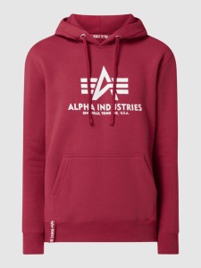 Czerwona bluza Alpha Industries z bawełny z nadrukiem w młodzieżowym stylu