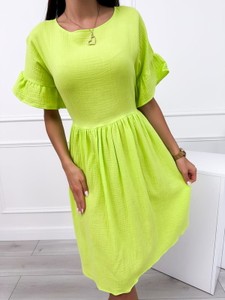 Zielona sukienka ModnaKiecka.pl mini oversize z krótkim rękawem