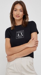 Czarny t-shirt Armani Exchange w młodzieżowym stylu z krótkim rękawem z okrągłym dekoltem