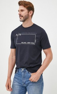 Granatowy t-shirt Armani Exchange z krótkim rękawem