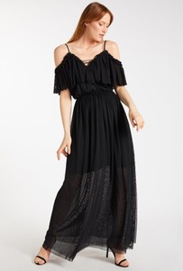 Czarna sukienka Monnari z krótkim rękawem maxi