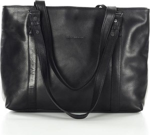 Czarna torebka MAZZINI w stylu glamour na ramię duża