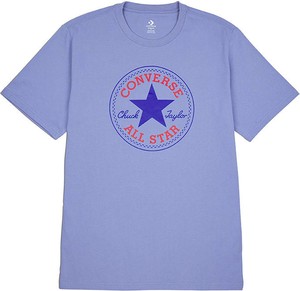 Niebieska bluzka Converse z okrągłym dekoltem z krótkim rękawem w młodzieżowym stylu