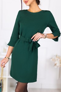 Zielona sukienka IVET z tkaniny z długim rękawem