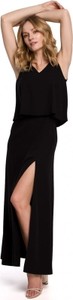 Czarna sukienka Makover maxi z dekoltem w kształcie litery v z tkaniny