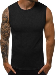 Czarny t-shirt Ozonee z krótkim rękawem w stylu casual z bawełny