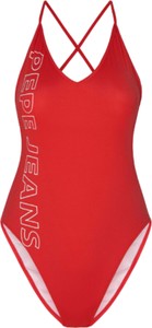 Czerwony strój kąpielowy Pepe Jeans w sportowym stylu